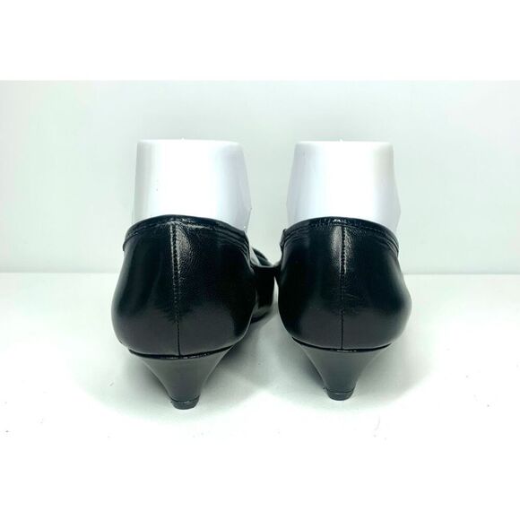 Ralph Lauren Madison Wedge Buckle Slip On Black Leather Peep Toe Shoes Women 6.5 - Picture 8 of 8